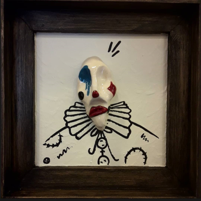 H. Özge HALICI, Palyaço, 17x17 cm, Seramik ve Karışık Teknik