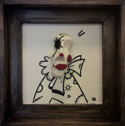 H. Özge HALICI, Palyaço, 17x17 cm, Seramik ve Karışık Teknik