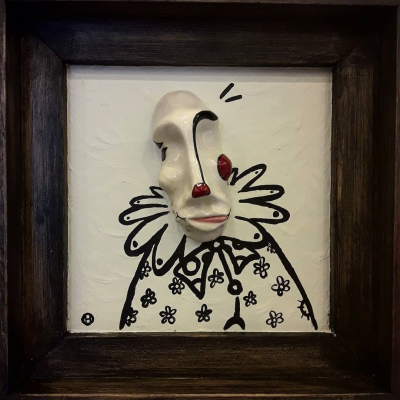 H. Özge HALICI, Palyaço, 17x17 cm, Seramik ve Karışık Teknik