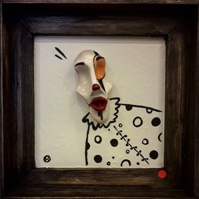 H. Özge HALICI, Palyaço, 17x17 cm, Seramik ve Karışık Teknik