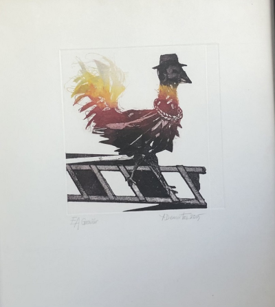  Gravür Baskı / Horoz 40x40cm - Yusuf Demirtaş