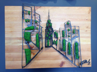 Yeşil Kent, 50x35x10 cm, Metal, Suni Çim