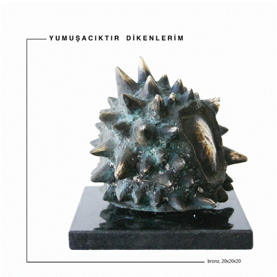 Yumuşacıktır Dikenlerim, 20x20x20 cm, Bronz  