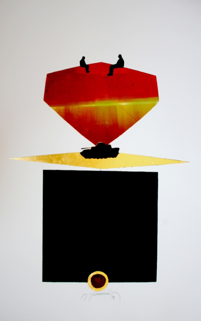 İkili Görüşme / Mono-Mix Baskı - 70x100cm